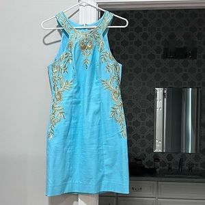 Lilly Pulitzer size 4 shift dress with gold detailing worn 1 time